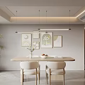 Nordic Log Style Restaurant Dining Seat Combination Art Chandelier 3d model