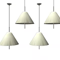 Four White Cone Shaped Pendant Lights For Modern Interior Design 3d model