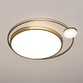 Modern Round Ceiling Light With Metal Frame White Illuminated Surface And Decorative Sphere 3d model