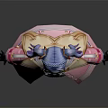 3D Model Game Anime Character With Blue Purple Hair In Pink Coat And Black Skirt
