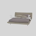Modern Double Bed With Upholstered Frame Soft Bedding And Decorative Pillows