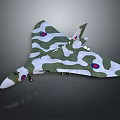 Military Aircraft Model With Camouflage Pattern Triangular Wing And Round Emblems 3d model
