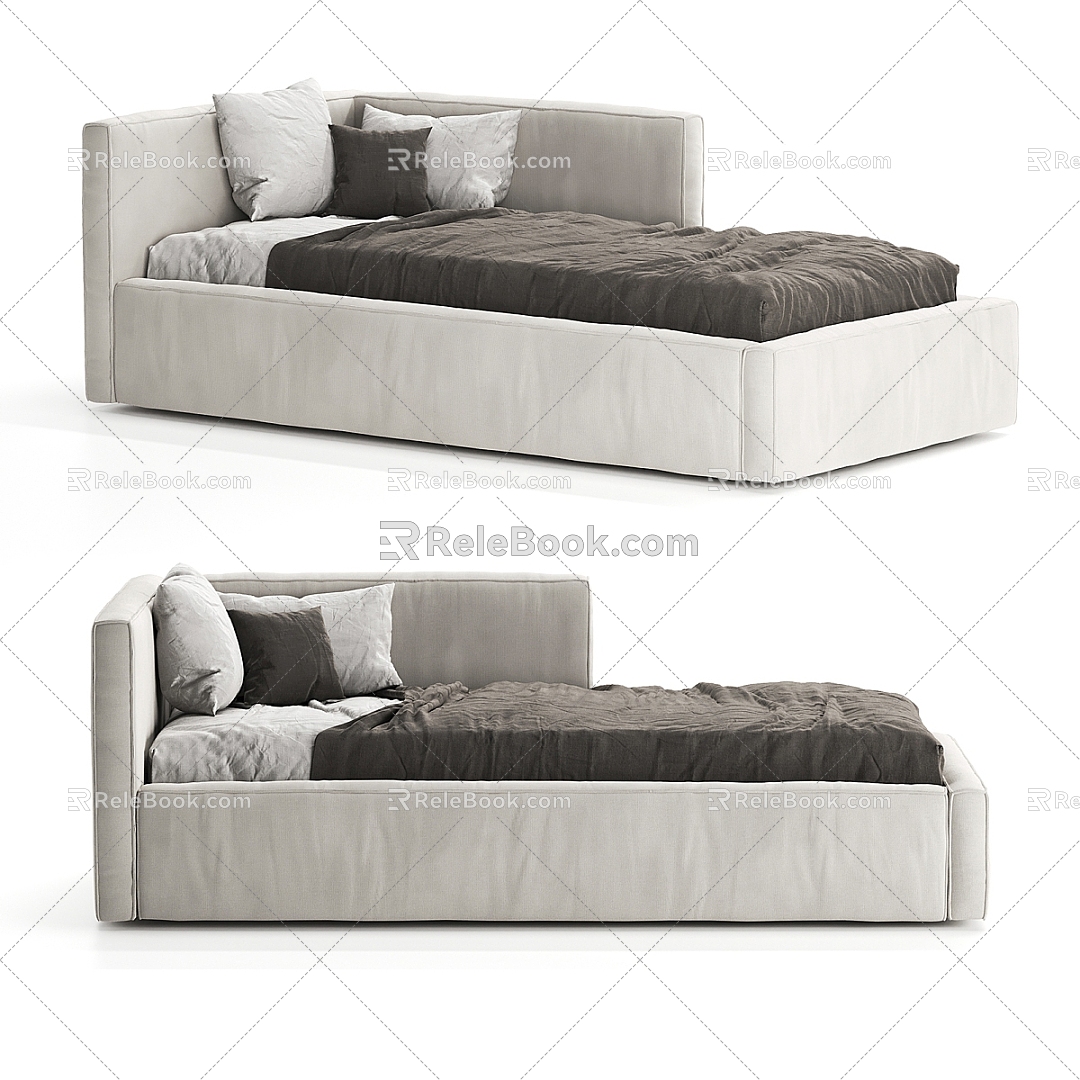 Modern Single Bed Simple Single Bed 3d model