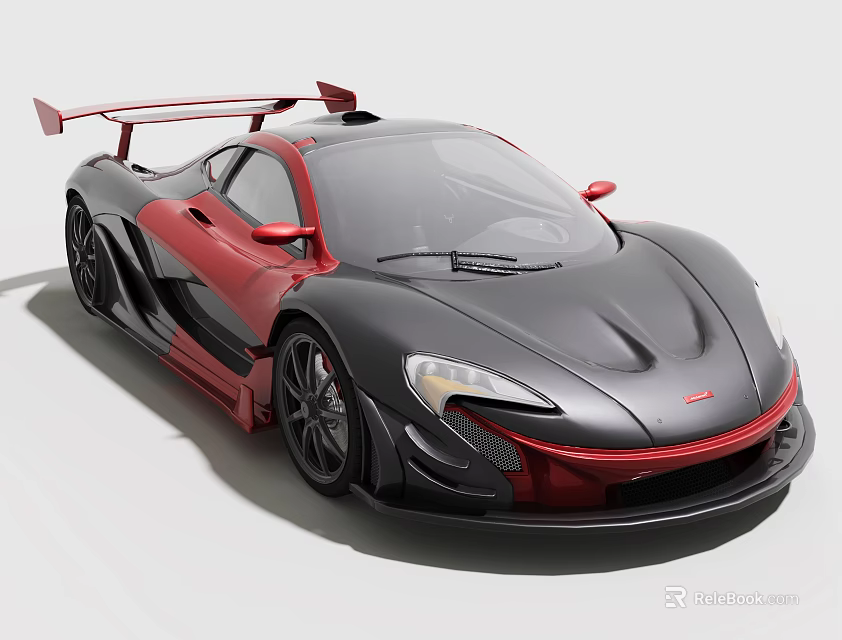 Sleek Black And Red Sports Car With Aerodynamic Design 3d model 