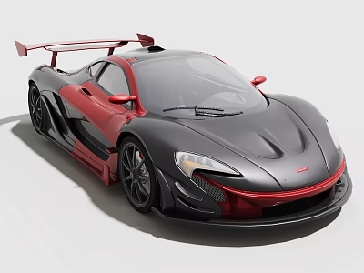 Sleek Black And Red Sports Car With Aerodynamic Design 3d model
