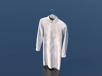 White Long Sleeve Collared Shirt Hanging On Hanger For Daily Casual Look 3d model