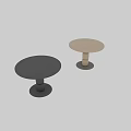 Modern Round Solid Wooden Dining Table With Stacked Cylindrical Legs And Black Base 3d model
