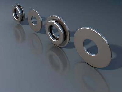 Metal Washers of Various Sizes for Road Facilities with Silver Color and Smooth Reflective Surface 3d model