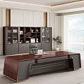 Luxury Modern Executive Office With Large Solid Wood Desk And Matching Full Size Storage Cabinets