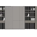 Modern Bookcase Design With Wooden Glass Doors Layered Shelves And LED Lighting