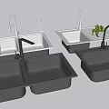 Modern Kitchen Faucets With Double And Single Bowl Sinks And Fresh Fruits Vegetables