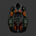 Mechanical Gorilla Game Movie Character Design With Green Orange Gray Red Armor And Tech