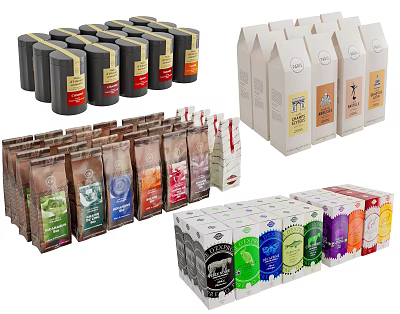 Assorted Beverage Products With Diverse Packaging 3d model Assorted Beverage Products With Diverse Packaging 3d model