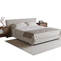 Modern Double Bed with Light Bed Frame Nightstands Vase with Dried Flowers and Soft Rug