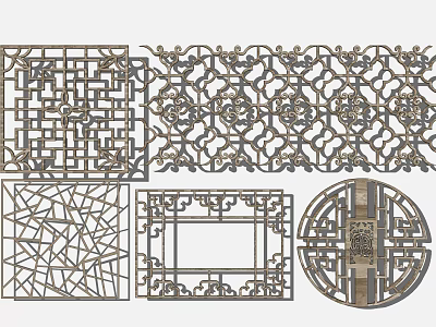Traditional Lattice Window Design With Intricate Patterns Various Shapes And Geometric Styles 3d model