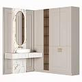 Modern Bathroom Vanity With Round Mirror Marble Countertop And Storage Cabinets