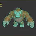 Angry Orange Gorilla 3D Character Model With Standing Pose And Fierce Expression 3d model