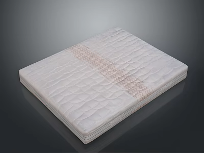 White Mattress With Crocodile Skin Texture And Stitched Decorative Middle Band Design 3d model