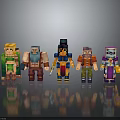 Colorful Pixel Style Characters with Various Outfits and Unique Standing Poses