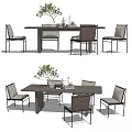 Modern Dining Table and Chair Combination Ornaments Combination 3d model