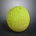 Fresh Ripe Cantaloupe With Vibrant Green Netted Skin On Dark Surface