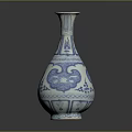 Blue And White Classic Ceramic Vase With Traditional Floral Patterns And Elegant Neck Design
