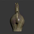 Furniture Decorative Ceramic Bird Head Shaped Pitcher In Brownish Yellow And Purple Hues