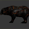 Glowing Lava Bear 3D Model Featuring Black Body Red Cracked Patterns On Gray Background 3d model