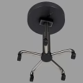Black Adjustable Round Seat Stool With Metal Base And Rolling Wheels 3d model