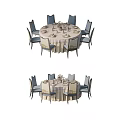 Elegant Dining Table Set With Round Table Matching Chairs Tablecloth And Tableware 3d model