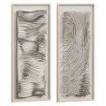 Two Piece 3D Textured Wavy Wall Art With Wooden Frame Design