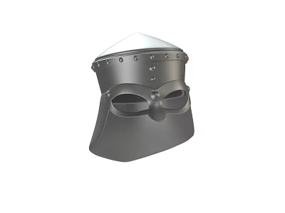 Medieval Metal Helmet With Face Mask And Riveted Design Historical Armor Piece 3d model