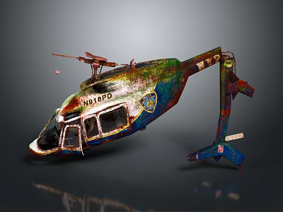 Rusted Worn Out Helicopter With N918PD Marking 3d model