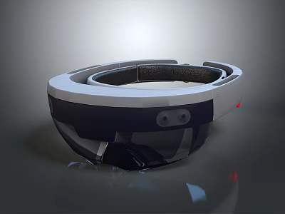 Modern VR Headset With White And Black Design Transparent Lenses And Gray Background Reflections 3d model