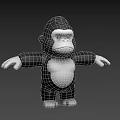 Cartoon Gorilla 3D Model With Black And White Color Standing Pose Open Arms