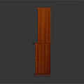 Red Wooden Bookcase Design With Central Marble Panel Cabinet Doors Below Open Shelves Above