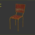 Red Distressed Dining Chair With Metal Frame And Simple Design