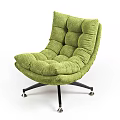 Green Corduroy Accent Chair With Button Tufted Padded Back And Metal Cross Base