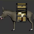 3D Render Donkey Carrying Stacked Yellow And Black Chests With Structure 3d model