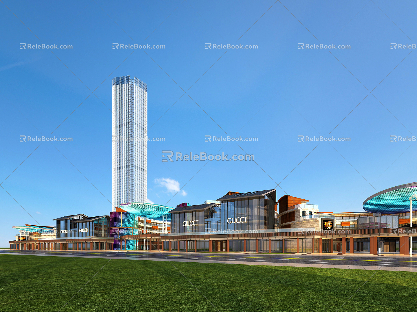 modern commercial street hakka commercial building 3d model