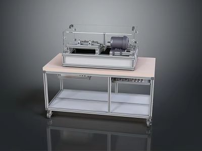 Transparent Cover Equipment On Metal Frame Cart With Shelf And Wheels 3d model