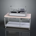 Transparent Cover Equipment On Metal Frame Cart With Shelf And Wheels