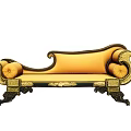 Luxurious Golden Yellow Chaise Lounge With Black And Gold Intricate Carved Frame