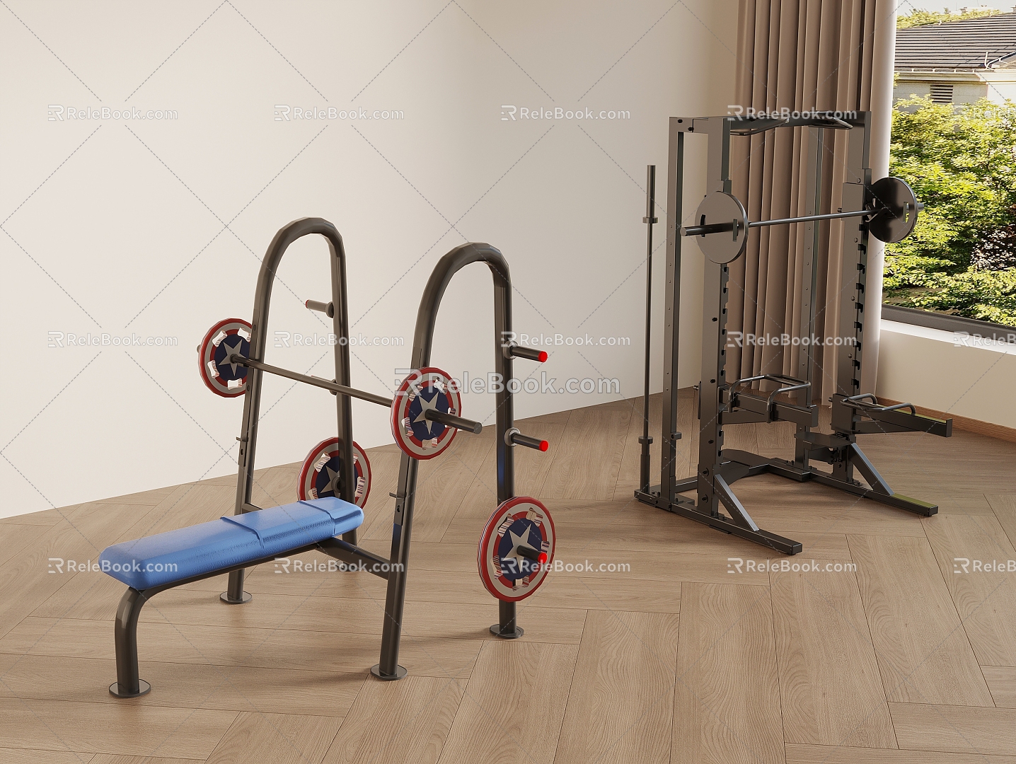 Modern sports equipment Barbell bench press 3d model