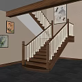 Modern solid wood staircase 3d model