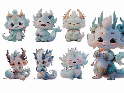 2D Cartoon Dragon IP silhouette 3d model