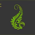 Green Fern Plant With Spiral Leaves And Curled Decorative Design On Gray Background With Reflection