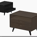 Modern Wooden Bedside Tables With Single And Double Drawer Design 3d model
