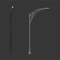 Modern Outdoor Street Light Structures With Straight Pole And Curved Arm Design