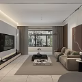 Modern Living Dining Room Interior With Sofa TV Wall Coffee Table And Decorative Painting